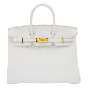 Hermes25cm Birkin White Clemence Leather Gold Hardware