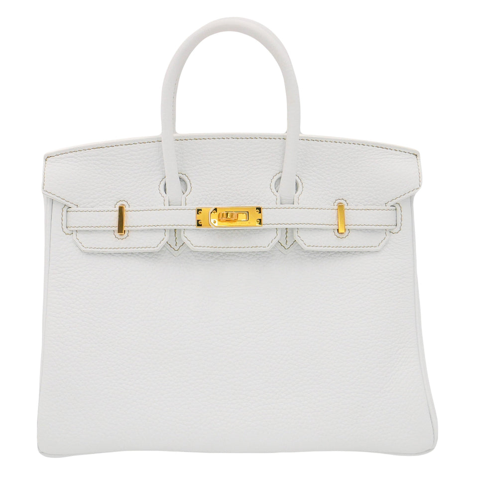 Hermes25cm Birkin White Clemence Leather Gold Hardware