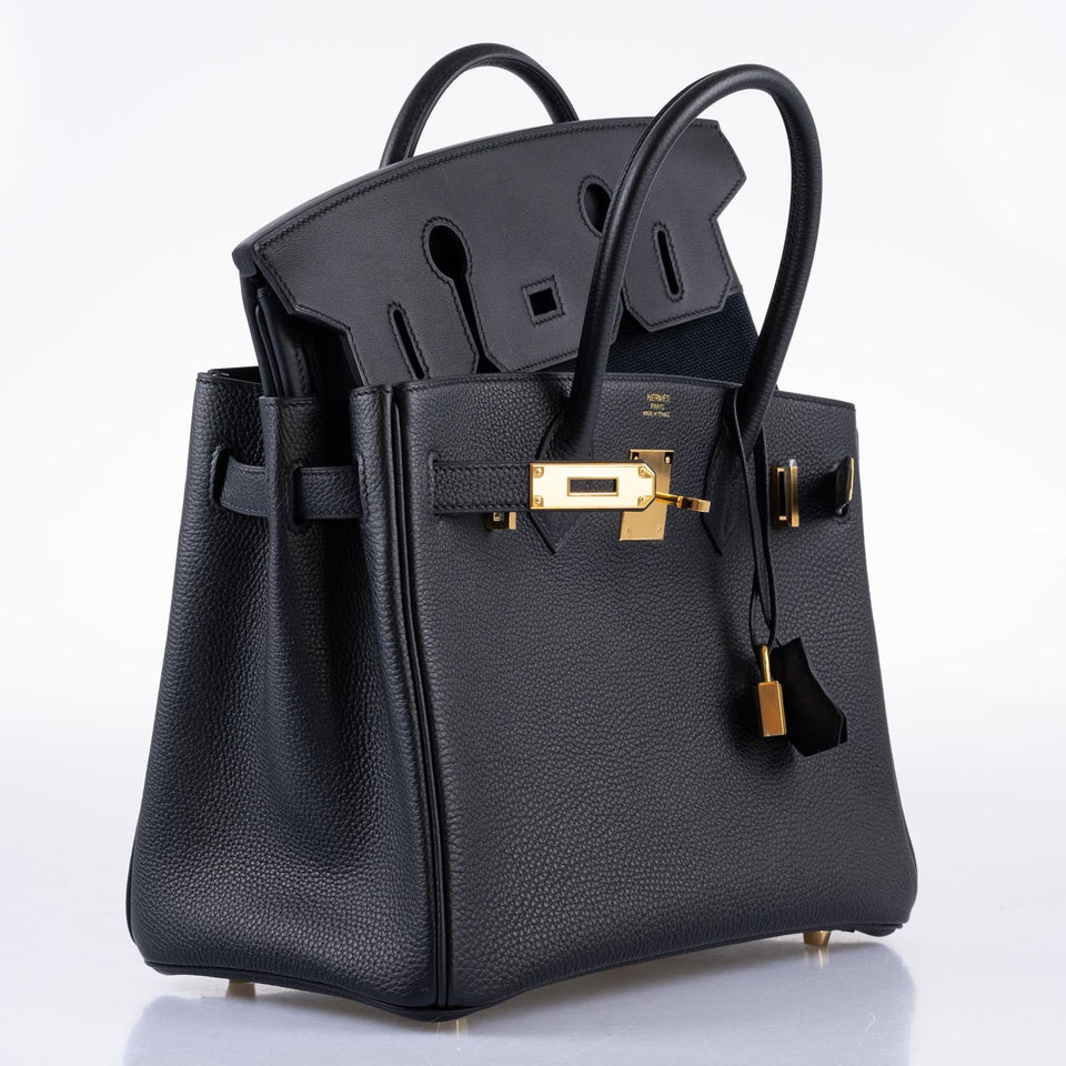 Hermes3 En 1 Birkin 30 Black Togo, Swift and Toile with Gold Hardware