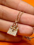 Hermes AMULETTES 18K ROSE GOLD DIAMONDS Birkin PENDANT NECKLACE