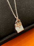 Hermes AMULETTES 18K ROSE GOLD DIAMONDS Birkin PENDANT NECKLACE