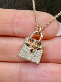 Hermes AMULETTES 18K ROSE GOLD DIAMONDS Birkin PENDANT NECKLACE