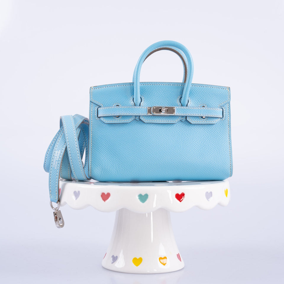 Hermes Birkin 15 Micro Celeste Epsom Palladium Hardware