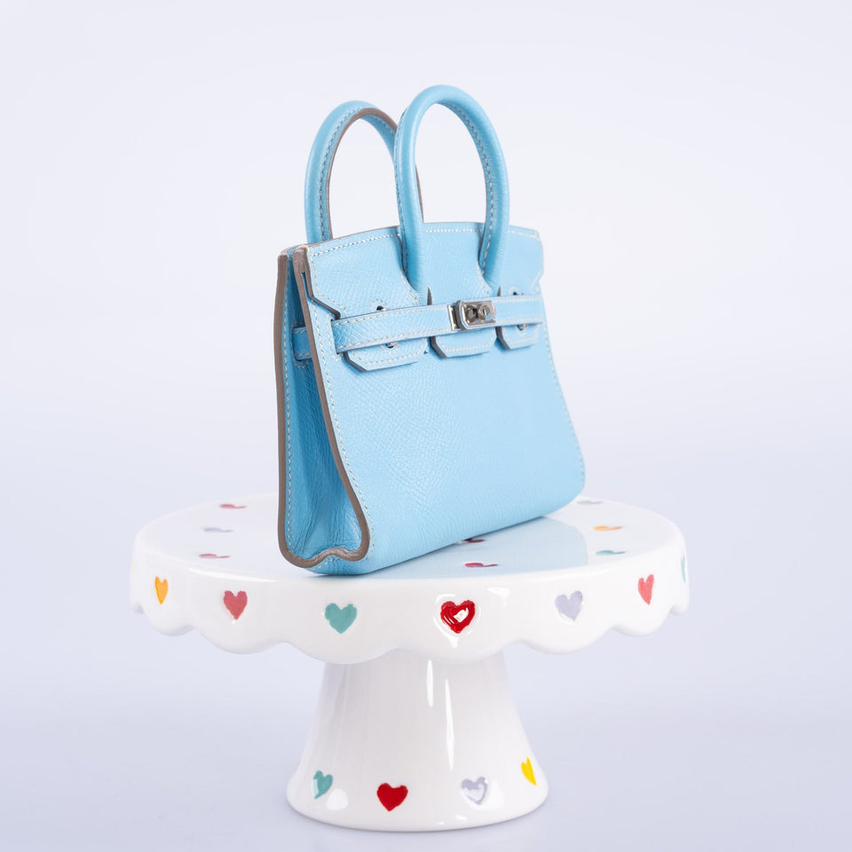 Hermes Birkin 15 Micro Celeste Epsom Palladium Hardware