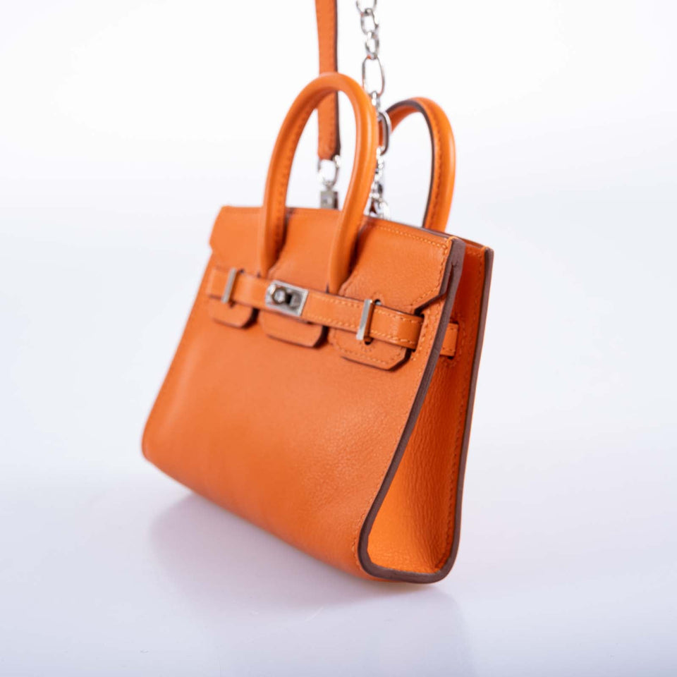 Hermes Birkin 15 Micro Orange Swift with Palladium Hardware