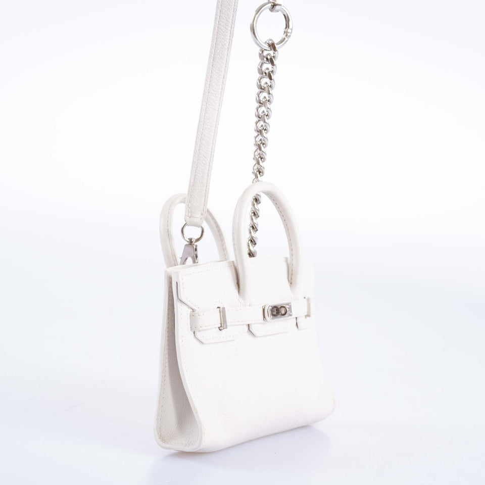 Hermes Birkin 15 Micro White Swift with Palladium Hardware