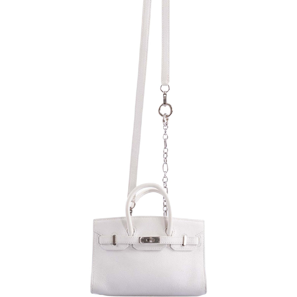 Hermes Birkin 15 Micro White Swift with Palladium Hardware