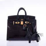 Hermes Birkin 20 Sellier Black Varanus Niloticus Lizard Gold Hardware