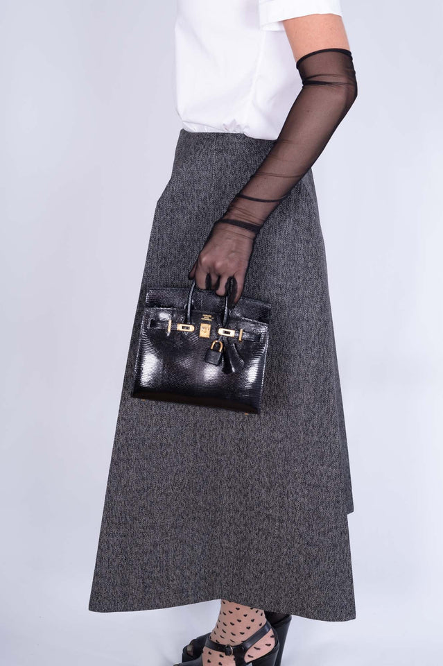 Hermes Birkin 20 Sellier Black Varanus Niloticus Lizard Gold Hardware