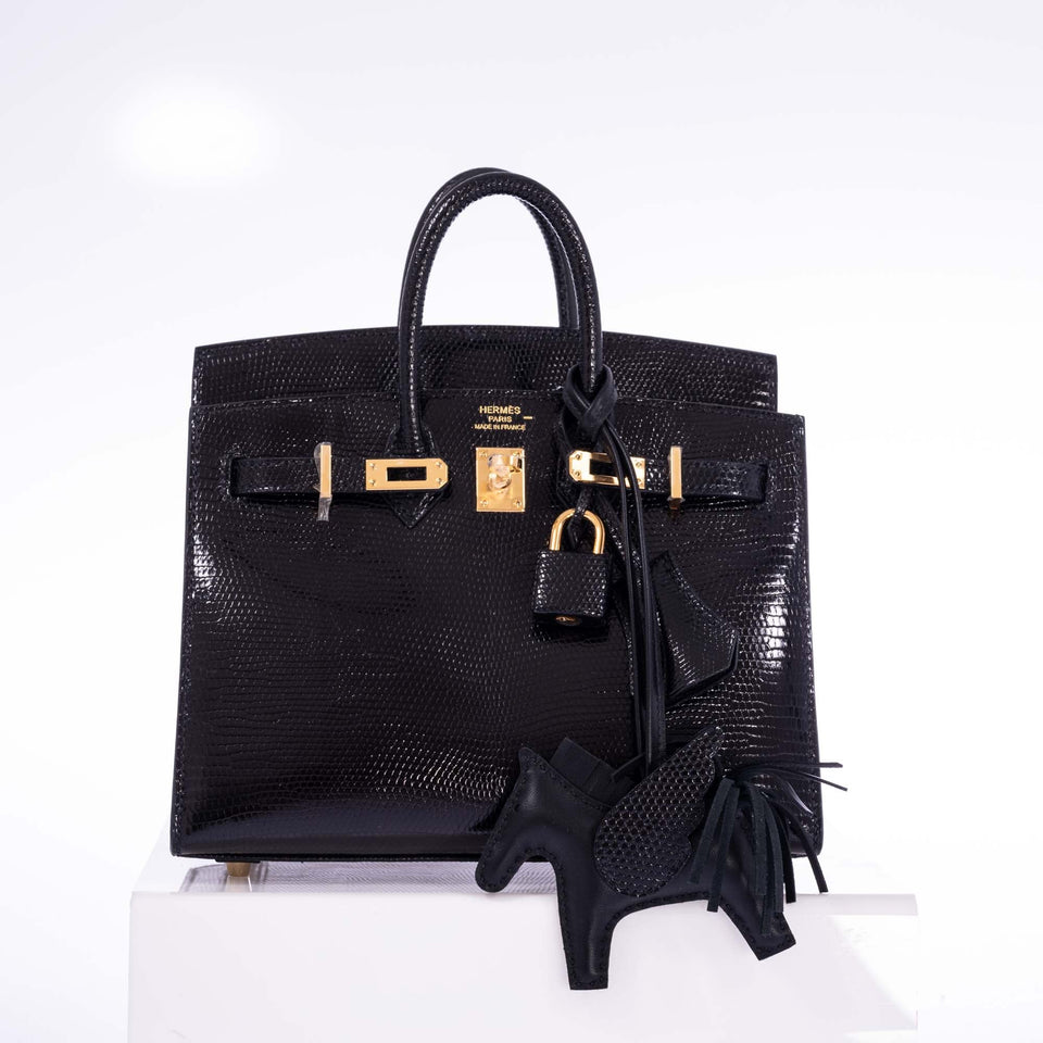 Hermes Birkin 20 Sellier Black Varanus Niloticus Lizard Gold Hardware