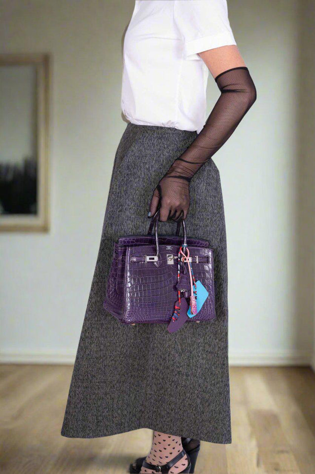 Hermes Birkin 25 Amethyst Matte Alligator Palladium Hardware
