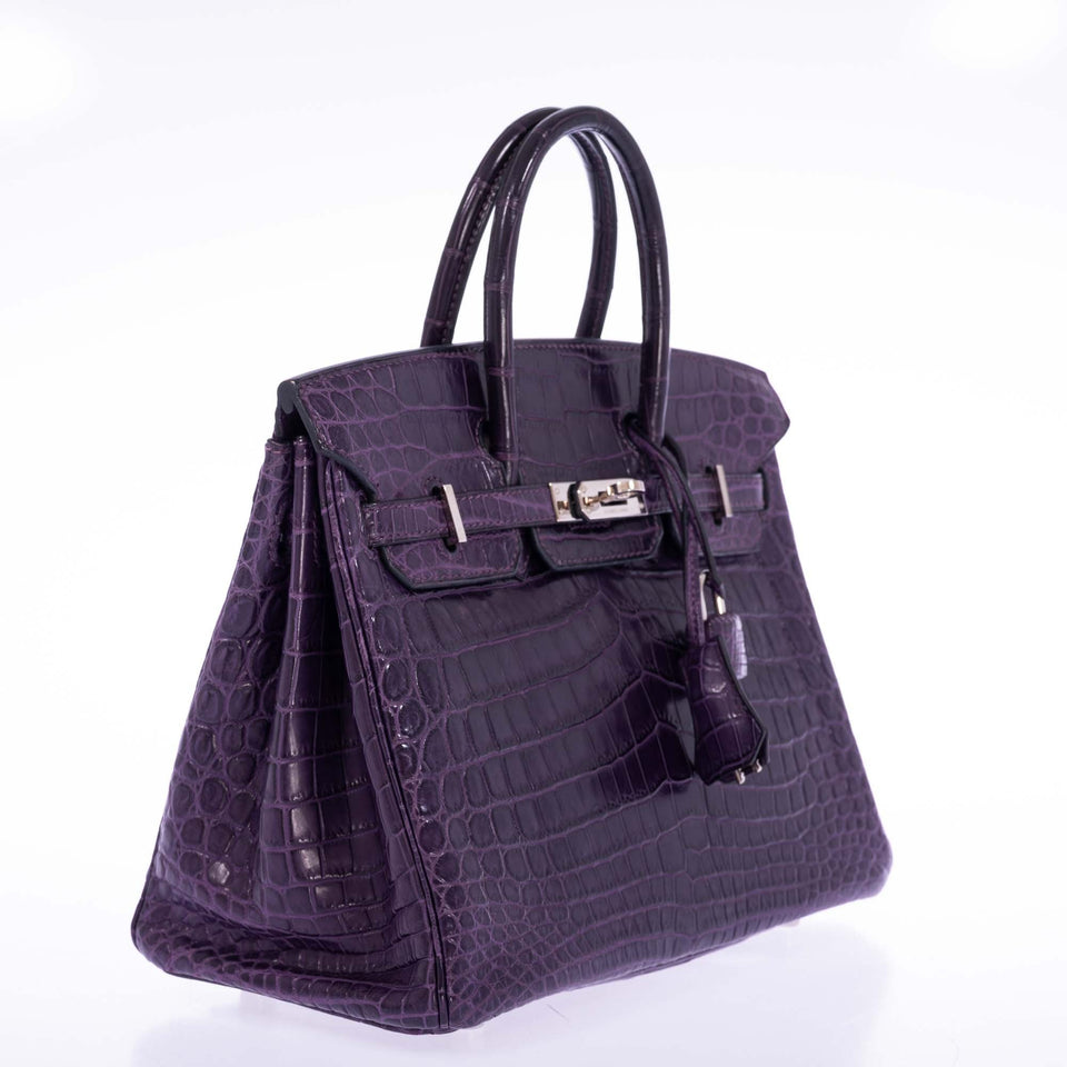 Hermes Birkin 25 Amethyst Matte Alligator Palladium Hardware