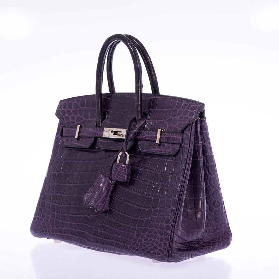Hermes Birkin 25 Amethyst Matte Alligator Palladium Hardware