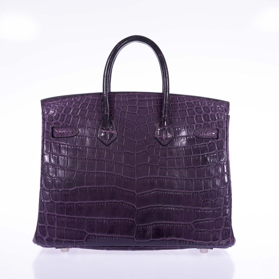 Hermes Birkin 25 Amethyst Matte Alligator Palladium Hardware