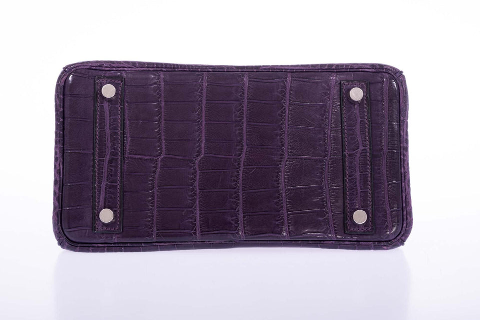 Hermes Birkin 25 Amethyst Matte Alligator Palladium Hardware
