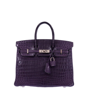 Hermes Birkin 25 Amethyst Matte Alligator Palladium Hardware