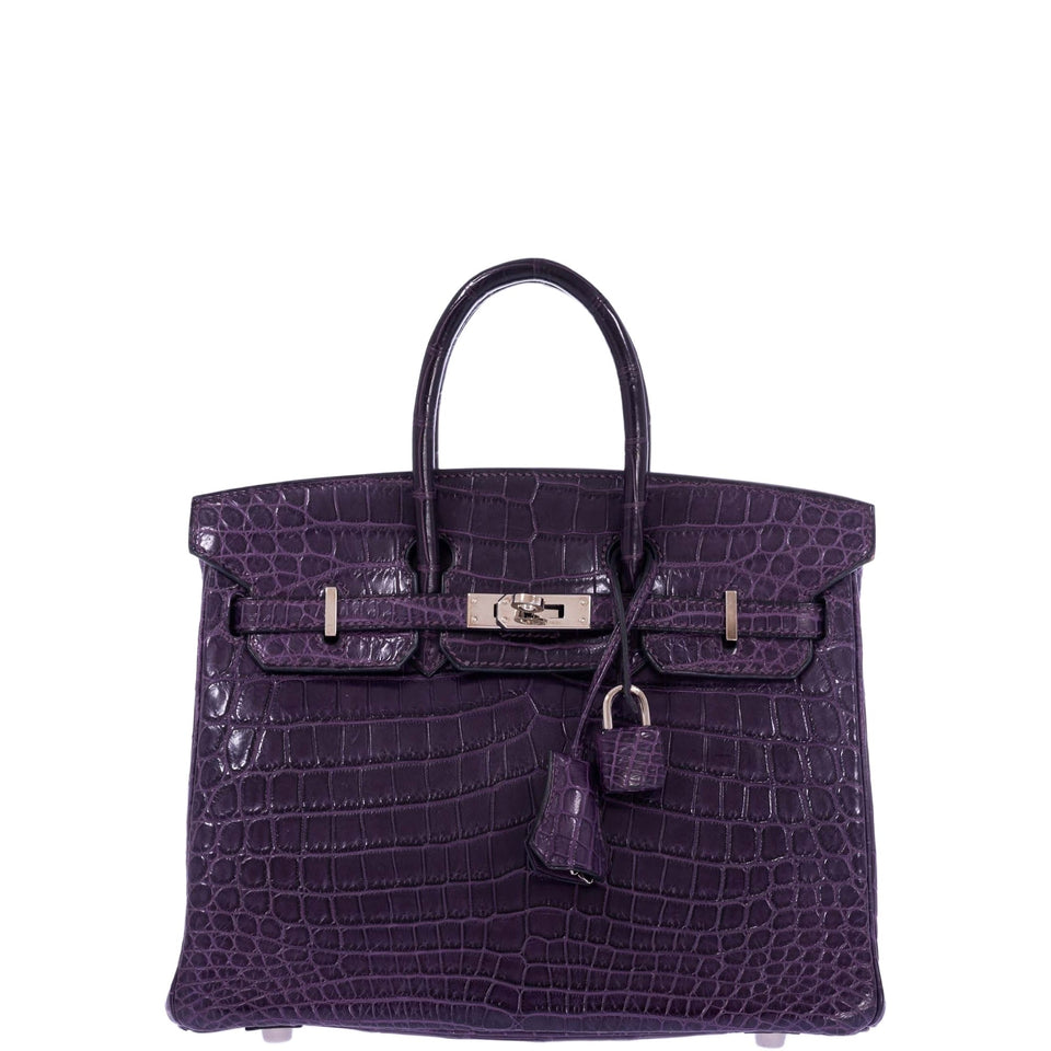 Hermes Birkin 25 Amethyst Matte Alligator Palladium Hardware