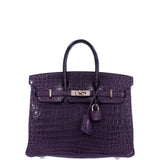 Hermes Birkin 25 Amethyst Matte Alligator Palladium Hardware