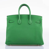 Hermes Birkin 25 Bambou (Bamboo) Green Togo with Palladium Hardware