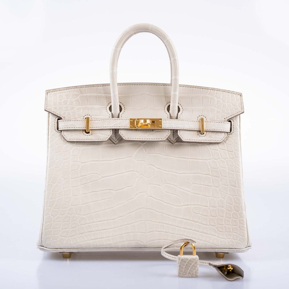 Hermes Birkin 25 Beton Matte Alligator Gold Hardware