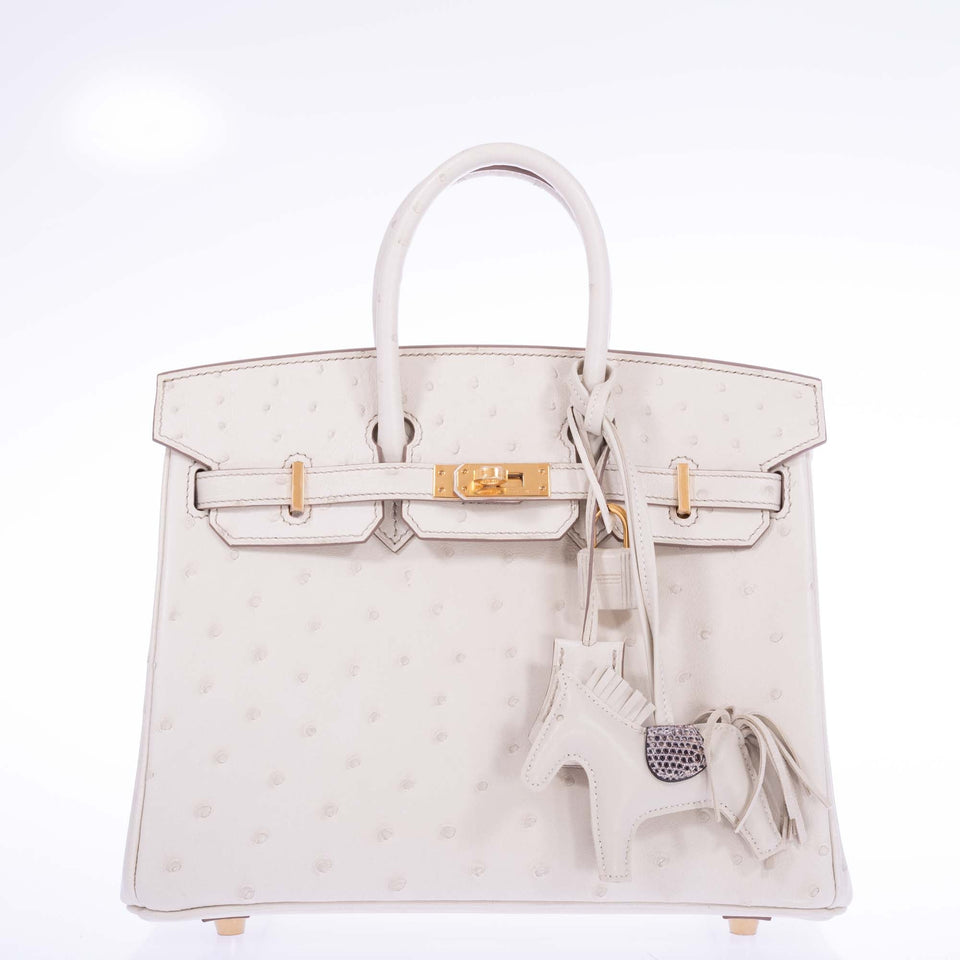 Hermes Birkin 25 Beton Ostrich Gold Hardware