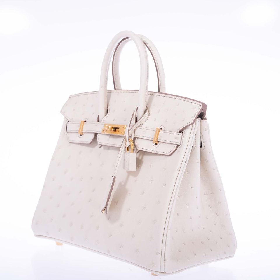 Hermes Birkin 25 Beton Ostrich Gold Hardware