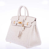 Hermes Birkin 25 Beton Ostrich Gold Hardware