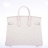 Hermes Birkin 25 Beton Ostrich Gold Hardware
