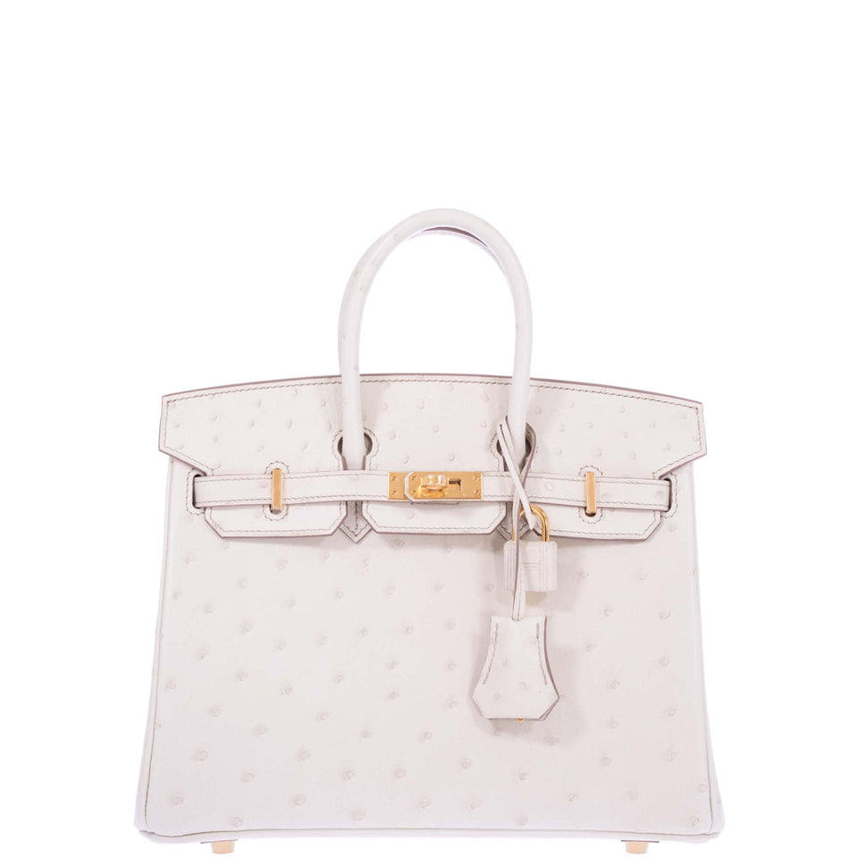 Hermes Birkin 25 Beton Ostrich Gold Hardware