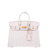 Hermes Birkin 25 Beton Ostrich Gold Hardware