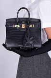 Hermes Birkin 25 Black Matte Alligator Gold Hardware