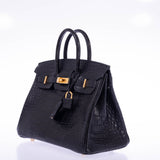 Hermes Birkin 25 Black Matte Alligator Gold Hardware