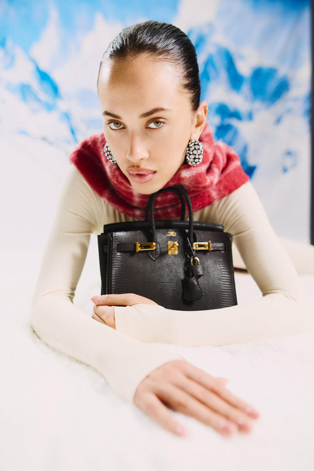 Hermes Birkin 25 Black Shiny Nilo Lizard Gold Hardware