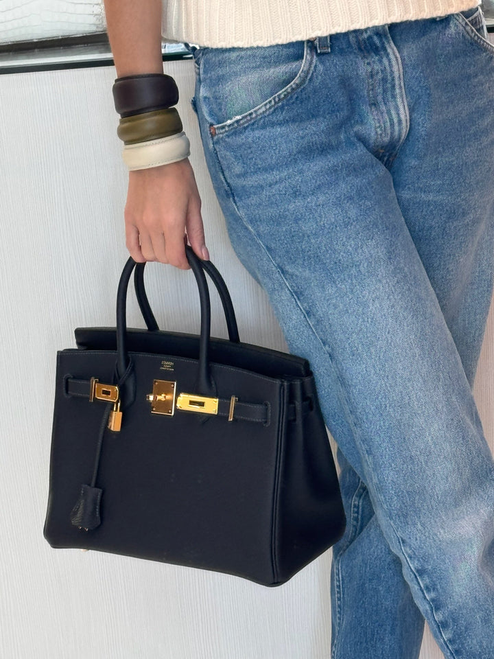 Hermes Birkin 25 Black Togo Gold Hardware