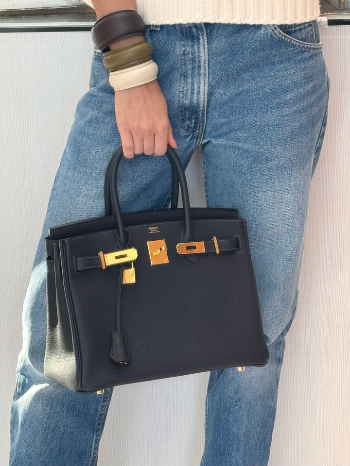 Hermes Birkin 25 Black Togo Gold Hardware