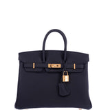 Hermes Birkin 25 Black Togo Gold Hardware