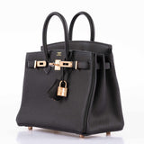 Hermes Birkin 25 Black Togo leather Rose Gold Hardware