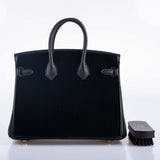 Hermes Birkin 25 Black côte à côte tuffetage and Swift Permabrass Hardware