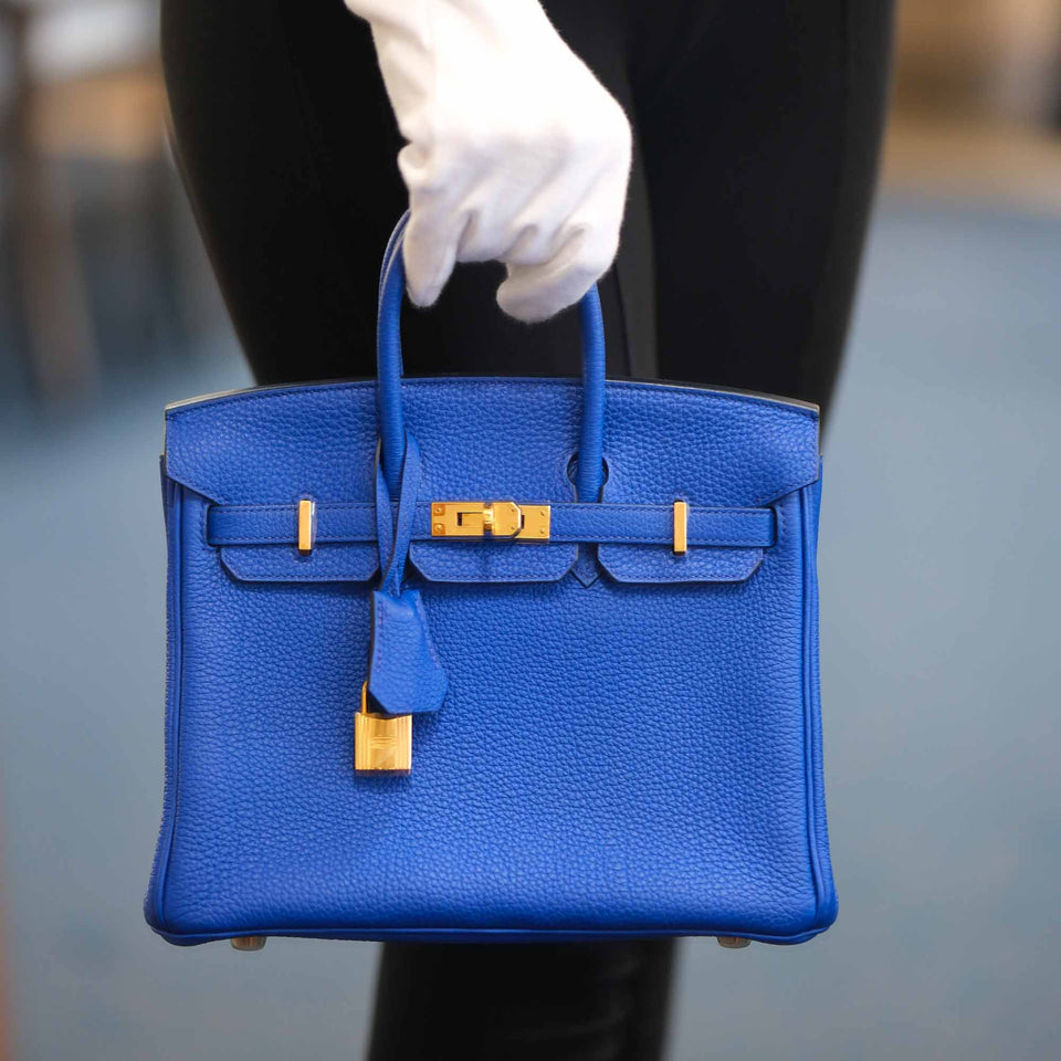 Hermes Birkin 25 Bleu Royal Clemence Gold Hardware