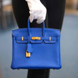 Hermes Birkin 25 Bleu Royal Clemence Gold Hardware
