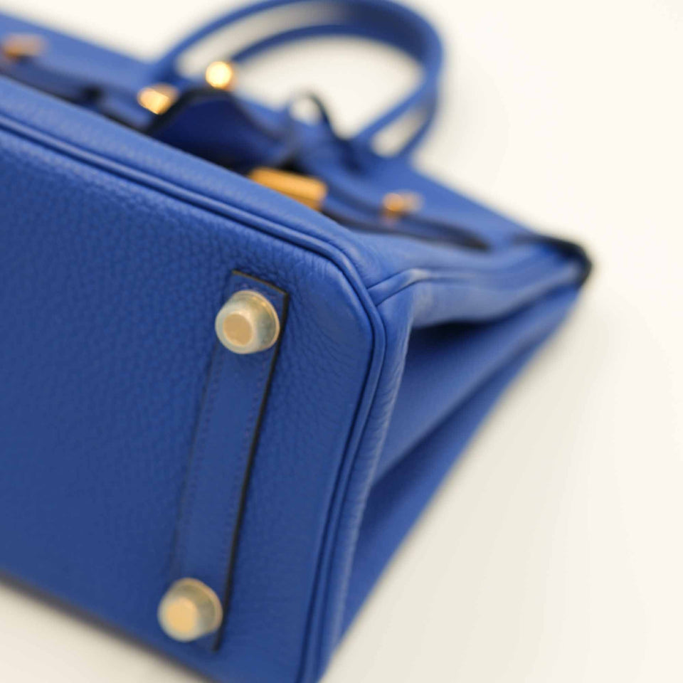 Hermes Birkin 25 Bleu Royal Clemence Gold Hardware
