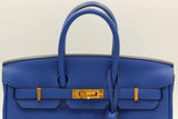 Hermes Birkin 25 Bleu Royal Clemence Gold Hardware