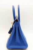 Hermes Birkin 25 Bleu Royal Clemence Gold Hardware