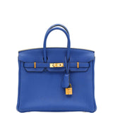Hermes Birkin 25 Bleu Royal Clemence Gold Hardware