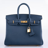 Hermes Birkin 25 Bleu de Prusse Togo Gold Hardware