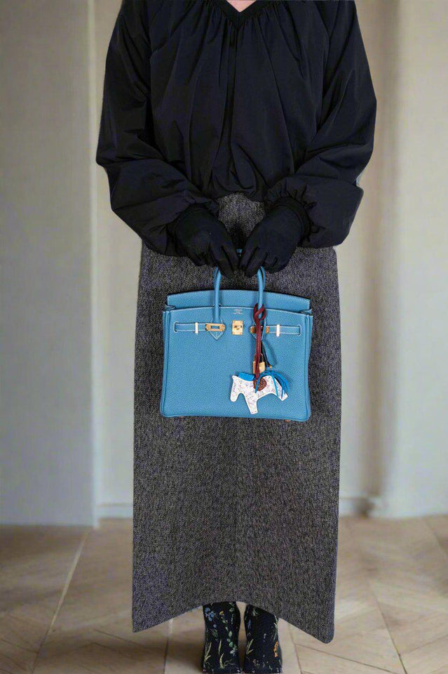 Hermes Birkin 25 Blue Jean Togo Gold Hardware