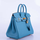 Hermes Birkin 25 Blue Jean Togo Gold Hardware