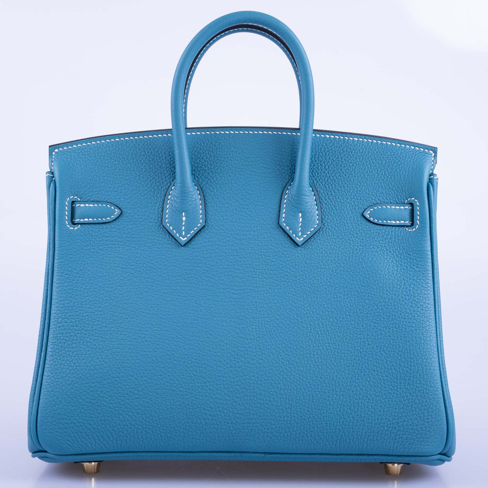 Hermes Birkin 25 Blue Jean Togo Gold Hardware