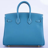 Hermes Birkin 25 Blue Jean Togo Gold Hardware