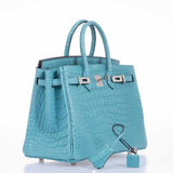 Hermes Birkin 25 Blue Saint Cyr Matte Alligator Palladium Hardware